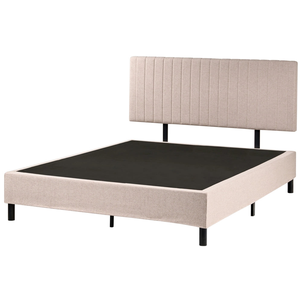 Letto matrimoniale con testiera Materasso a molle insacchettate 160 x 200 cm Beige camera da letto