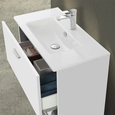 Mobile bagno sospeso 80 bianco con pensile 150 lavabo e specchio  Martha