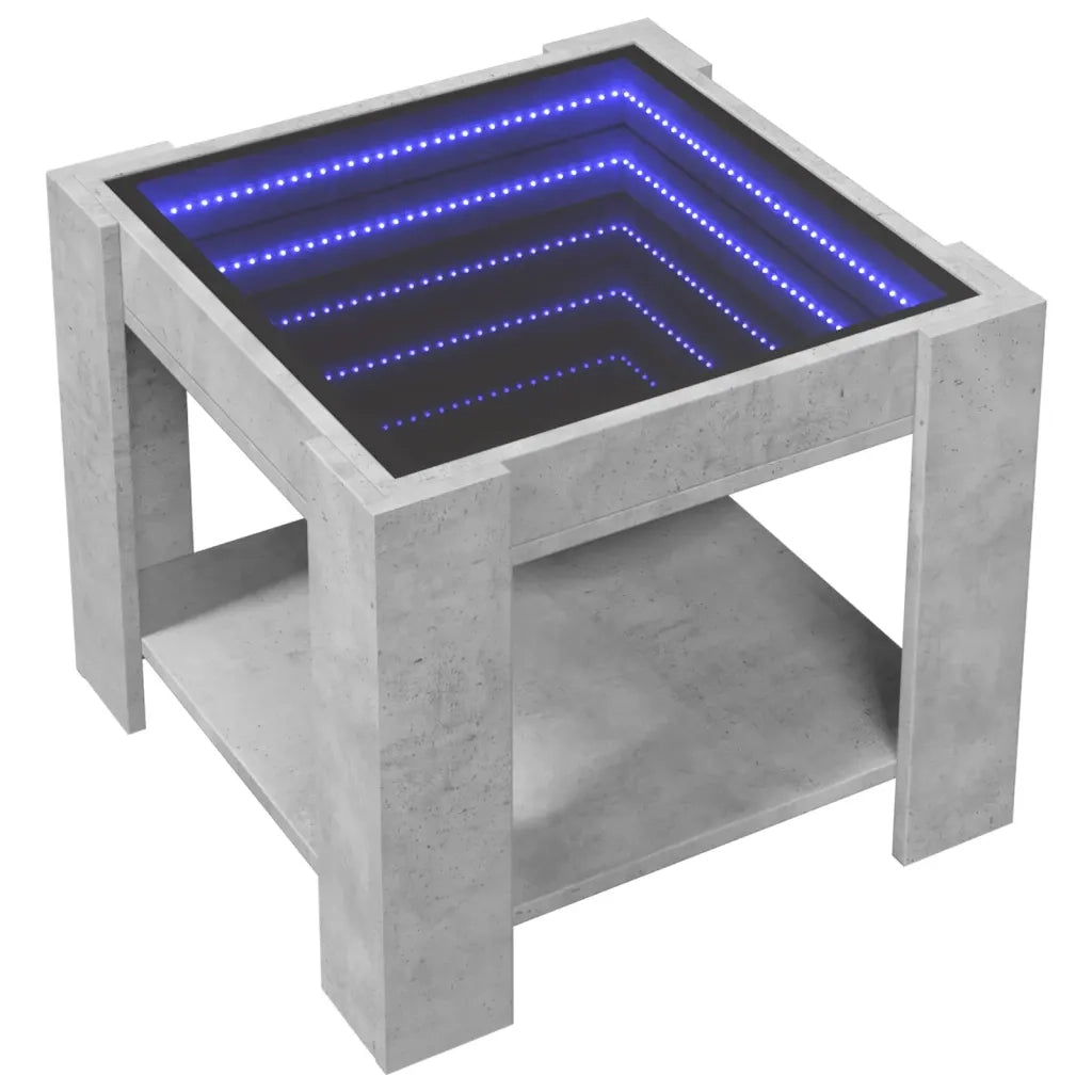 Tavolino salotto | Tavolino da caff¨¨ | Tavolino da Soggiorno con LED Grigio Cemento 53x53x45 cm Multistrato