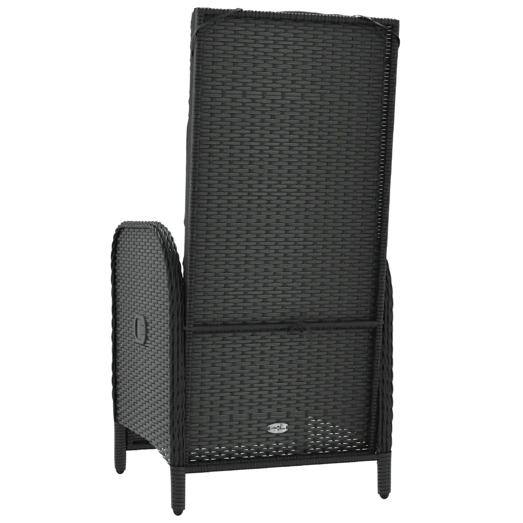 Sedie Reclinabili da Esterno con Cuscini 2 pz Polyrattan Nere 319892