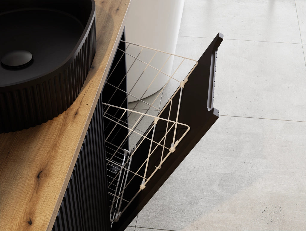 Mobile sotto piano 40 cm con cesto portabiancheria Nova Black 40 x 57 x 39 cm