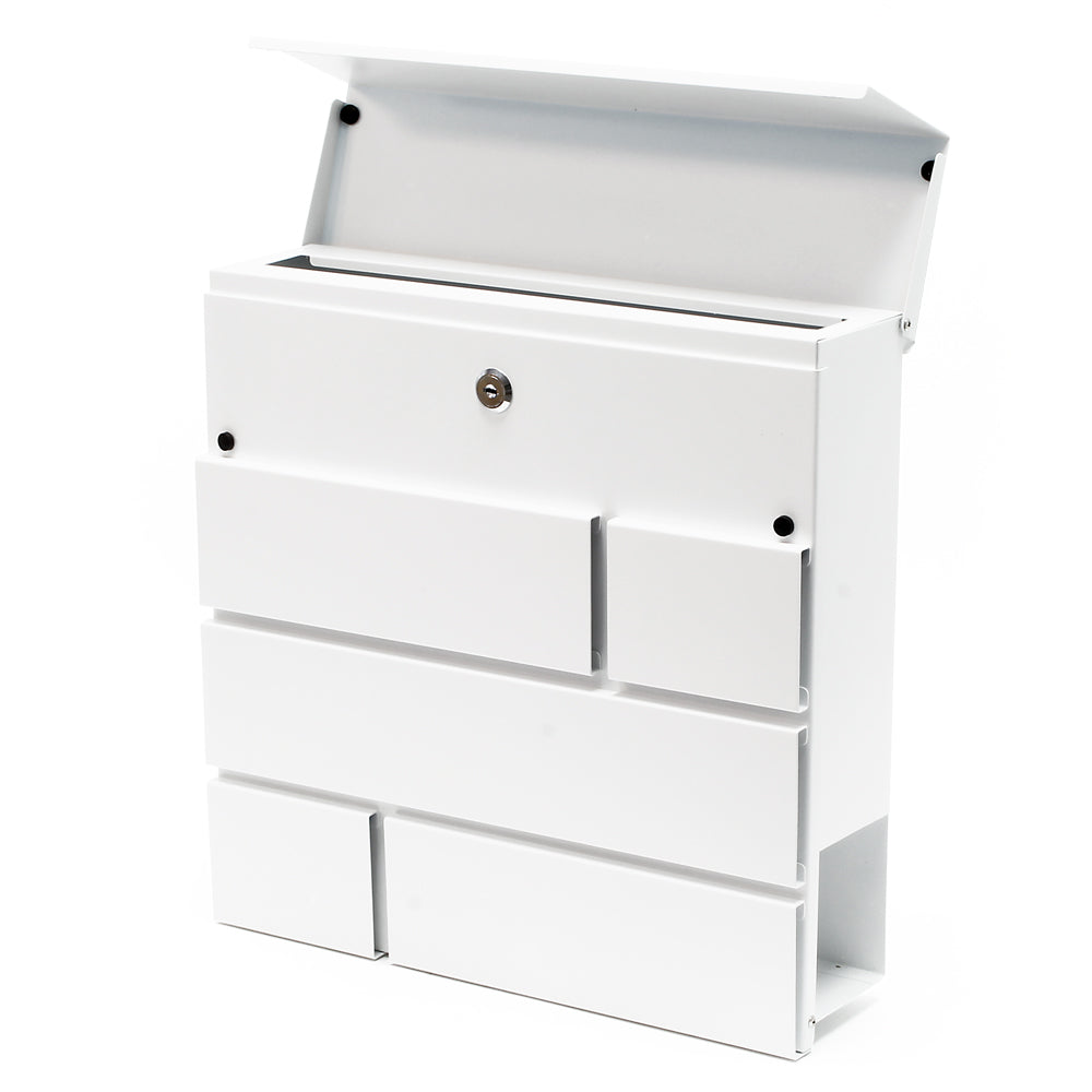 Cassetta postale V14 con vano portagiornale, verniciata a polvere, bianca