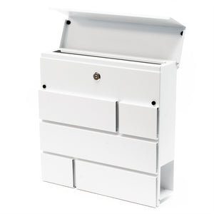 Cassetta postale V14 con vano portagiornale, verniciata a polvere, bianca