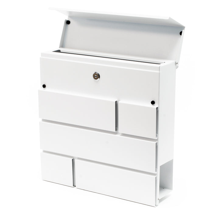 Cassetta postale V14 con vano portagiornale, verniciata a polvere, bianca