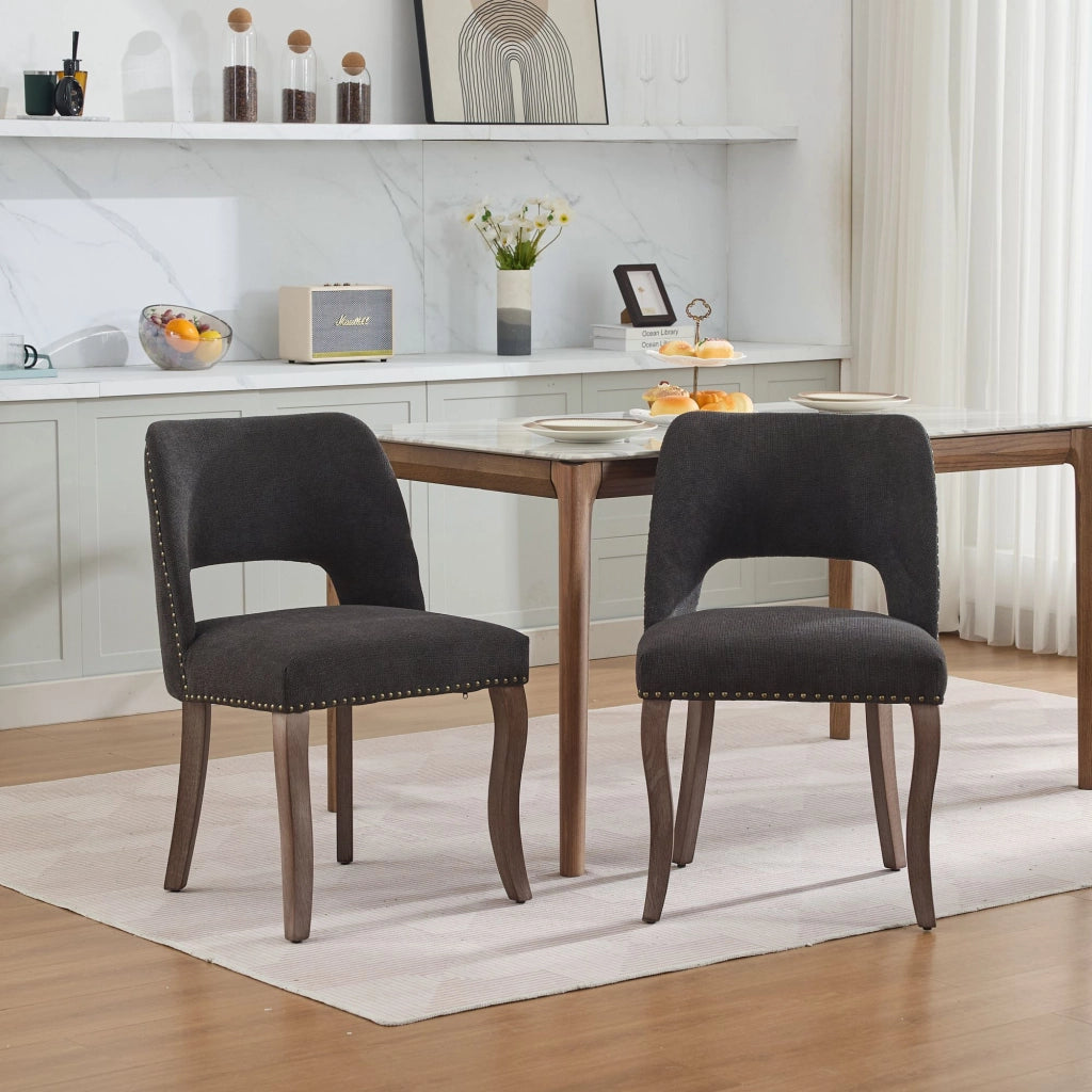 Set 2 Sedie da Pranzo in Legno ¨C Xylo ¨C Tessuto Imbottito, Nero, Stile Moderno