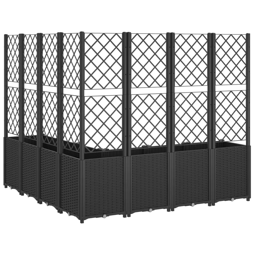 Fioriera | Cassetta per fiori | Vaso da Giardino con Traliccio Nera 160x160x140 cm in PP