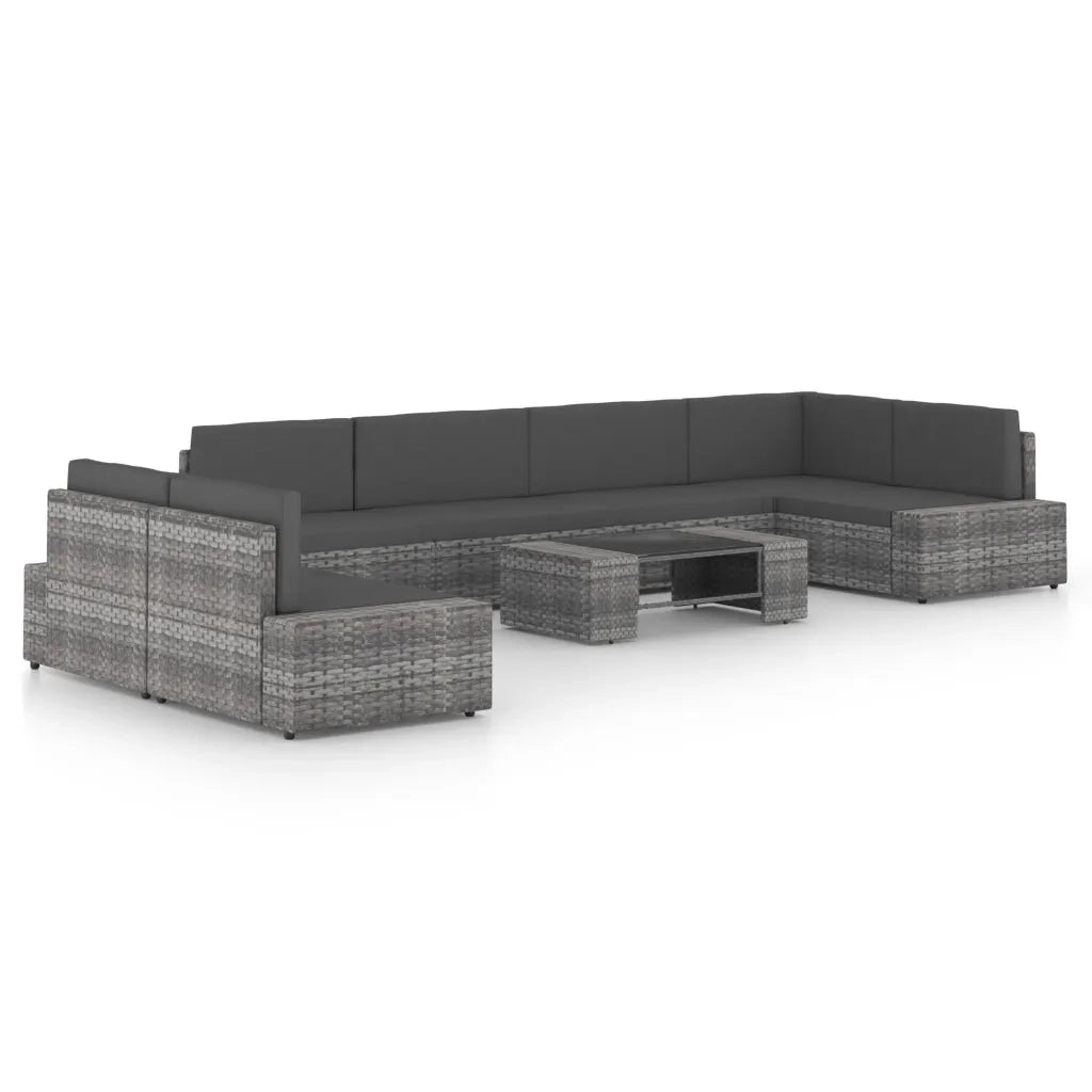 Set Divani da Giardino 8 pz con Cuscini in Polyrattan Grigio cod mxl 40433