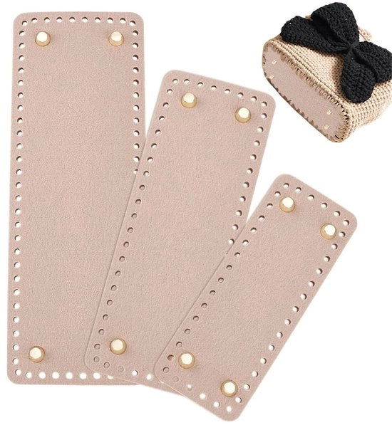 Set di 3 Dimensioni per Tasche - 18x7 cm / 23x8,6 cm / 28x10 cm - Base per Borse - Forma a Maglia per Tasche - Fondotasca