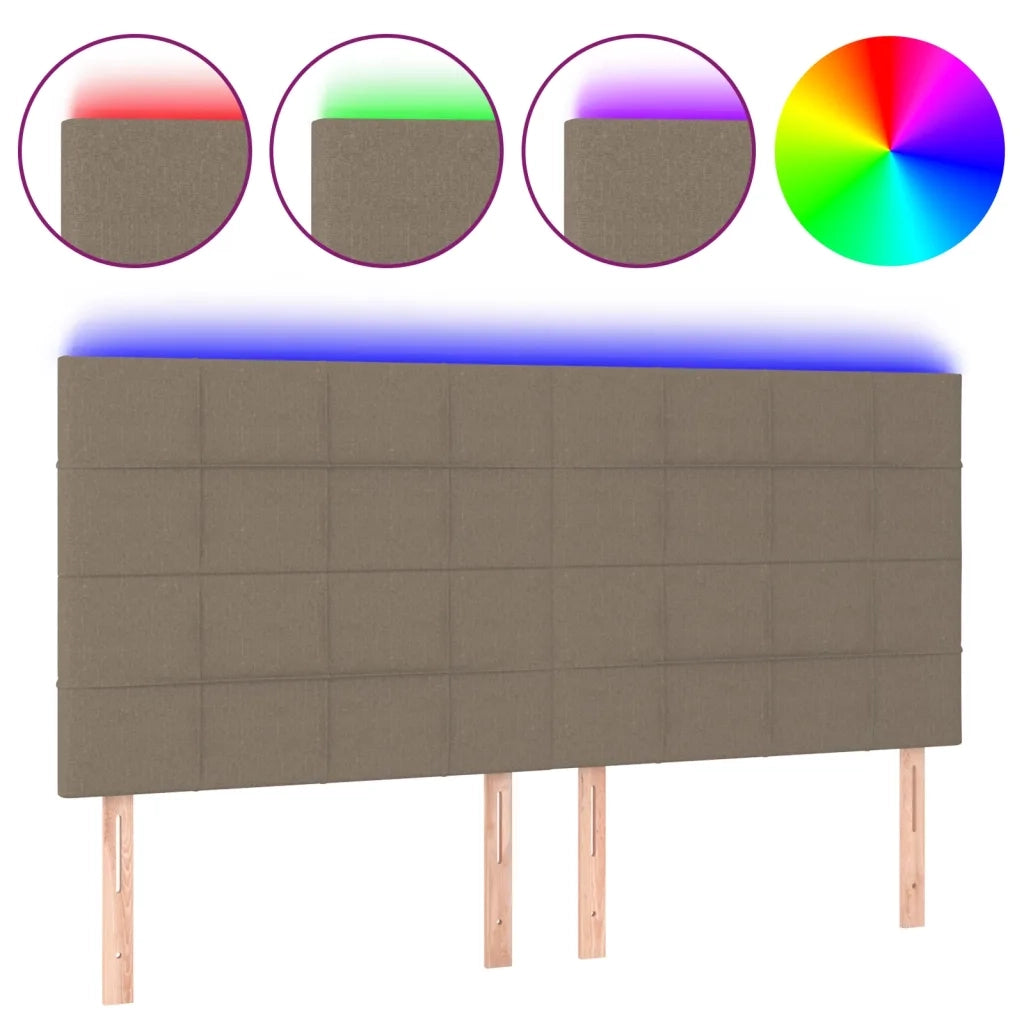 Testiera a LED Tortora 160x5x118/128 cm in Tessutocod mxl 73805
