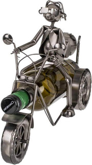 Sostegno per bottiglie in metallo - motorista - ideale come decorazione e imballo regalo - 30 x 21 cm.