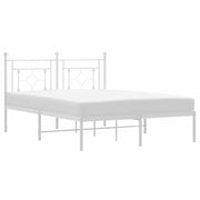 Letto matrimoniale | Letto per adulti | Giroletto con Testiera Metallo Bianco 135x190 cm