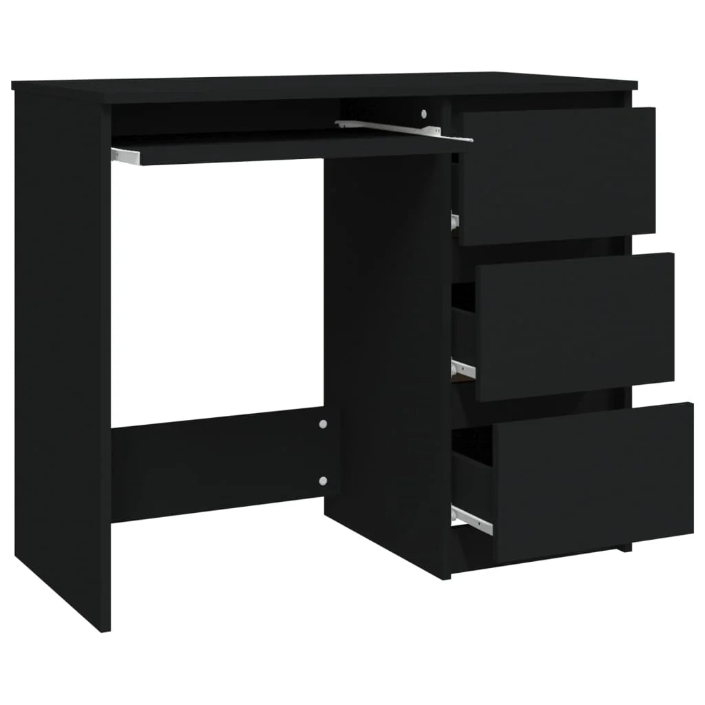 Scrivania tavolo postazione di lavoro mobile per computer studio 90 x 45 x 76 cm legno ingegnerizzato nero 02_0023925