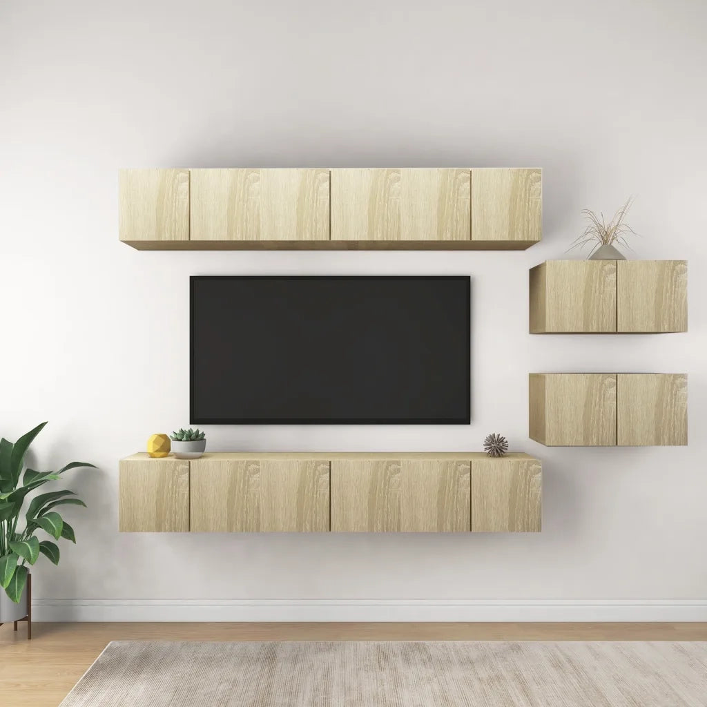 Mobili Porta TV 8 pz Rovere Sonoma in Legno Multistrato 3079042