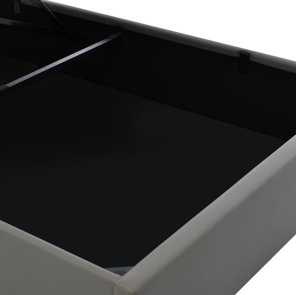 Letto imbottito con contenitore e illuminazione LED, 140x200 cm, grigio