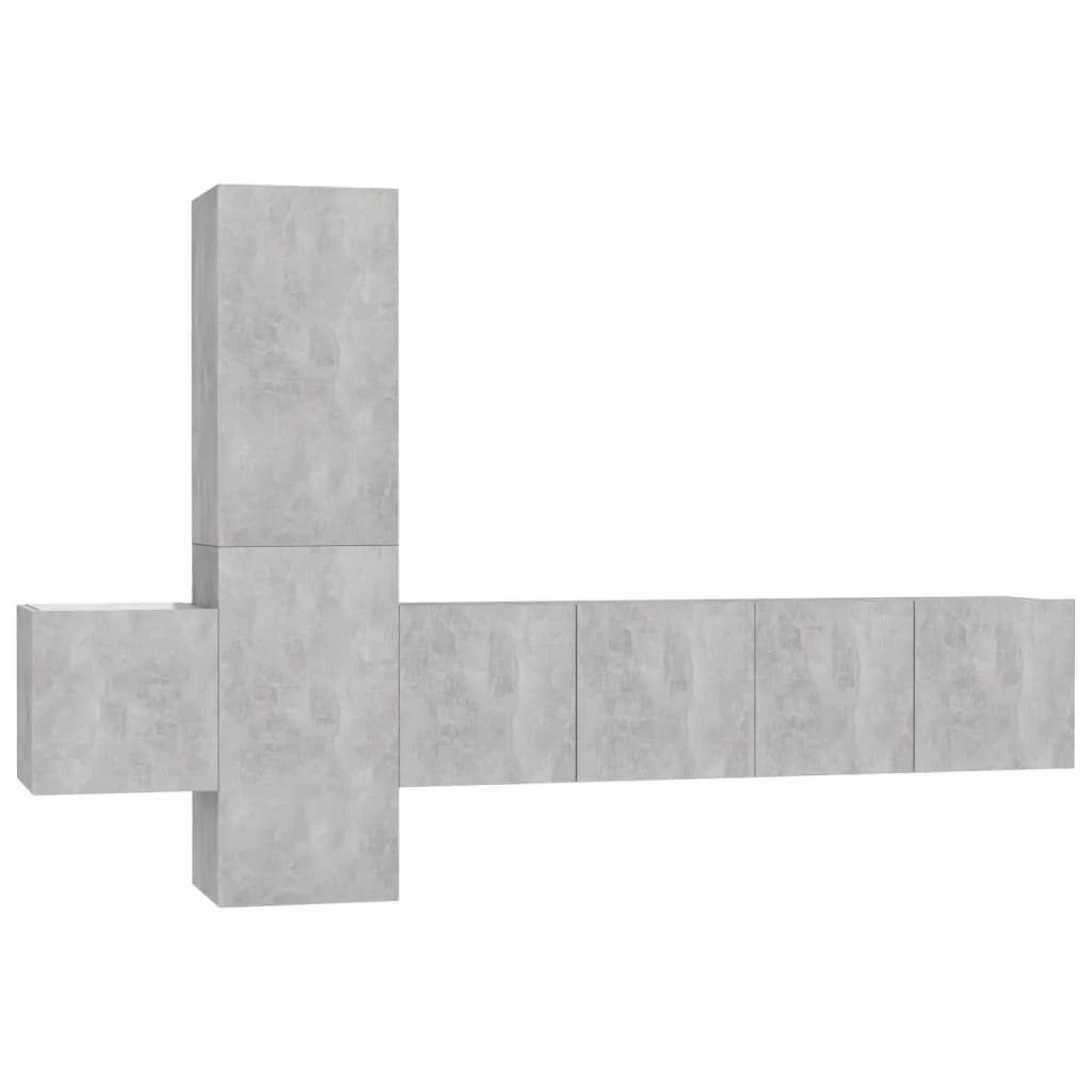 Set di mobili da 5 pezzi tra cui armadio credenza mobile TV televisore per soggiorno camera da letto salotto legno ingegnerizzato grigio 02_0024884
