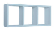 Mensola Rettangolare 3 Scomparti da Parete 70x30x15.5 cm in Fibra di Legno Tristano Blu Baltico