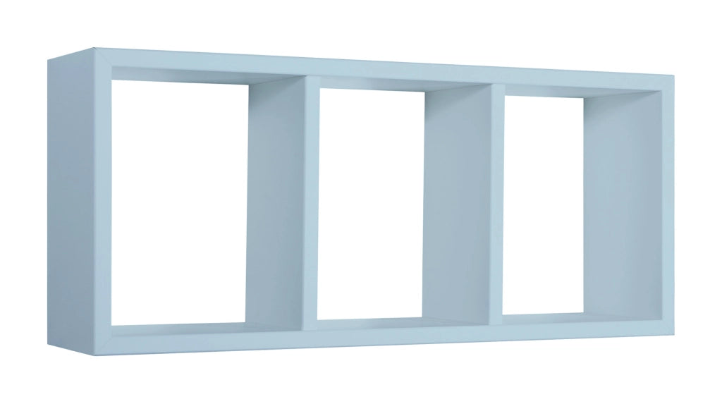Mensola Rettangolare 3 Scomparti da Parete 70x30x15.5 cm in Fibra di Legno Tristano Blu Baltico