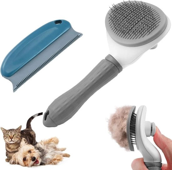 Borsetto per gatti lunghi e corti - abbigliamento - spazzola per depilazione - spazzole per animali - cura e benessere degli animali - massaggio per animali (grigio)