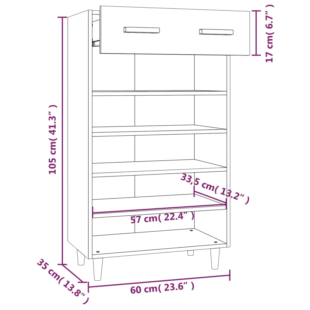 Scarpiera mobile contenitore per scarpe mobile per ingresso/corridoio/soggiorno 60 x 35 x 105 cm legno ingegnerizzato bianco 02_0021485