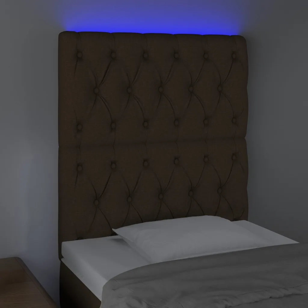 Testiera | Testata a LED Marrone Scuro 80x7x118/128 cm in Tessuto