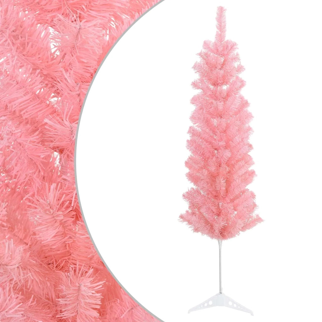 Albero di Natale Artificiale Sottile 150 cm PVC e Acciaio Rosa 42055246