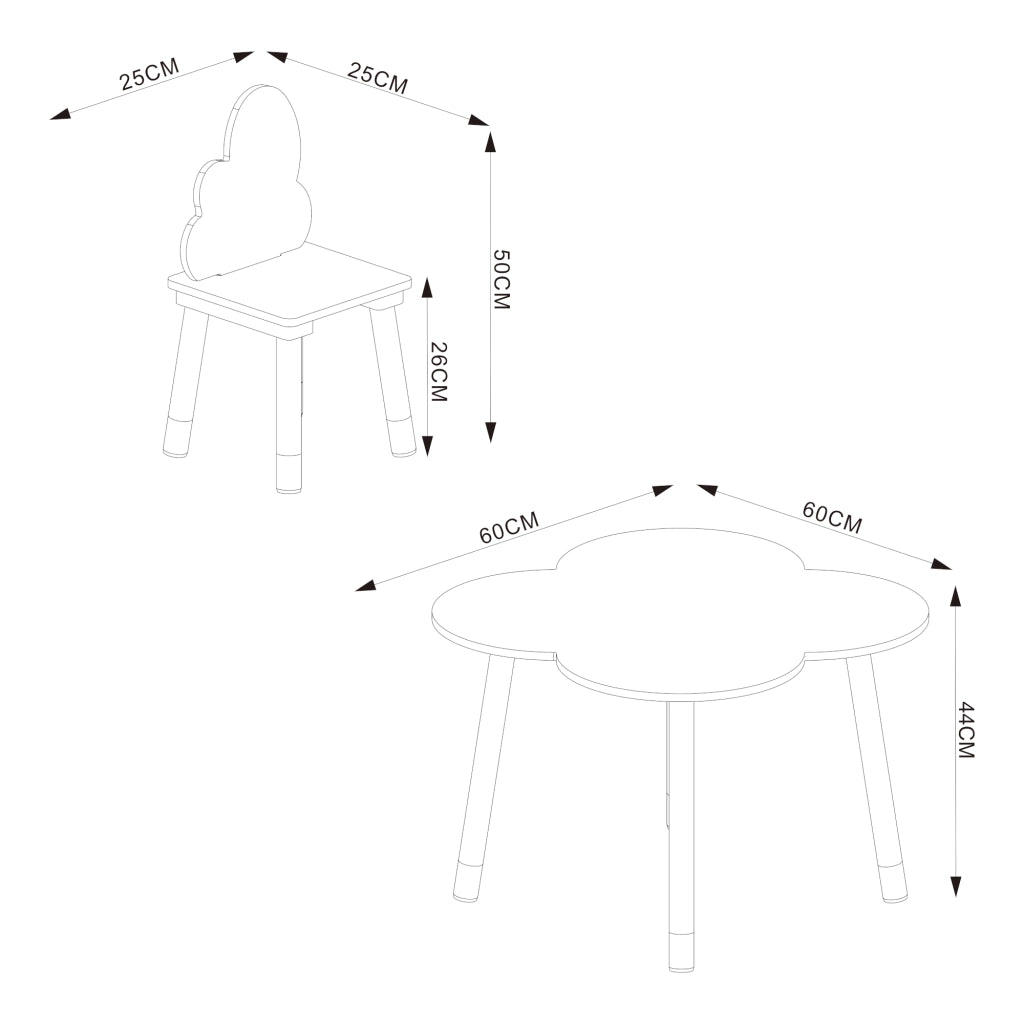Set Epim di 3 Mobili per Cameretta Tavolino e 2 Sedie - Verde Menta / Naturale [en.casa]
