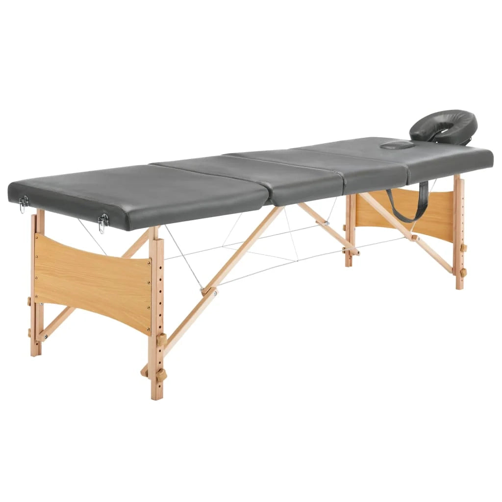 Lettino da massaggio a 4 sezioni struttura in legno panca per massaggi poggiatesta braccioli regolabili lettino da massaggio pieghevole portatile antracite 02_0001802