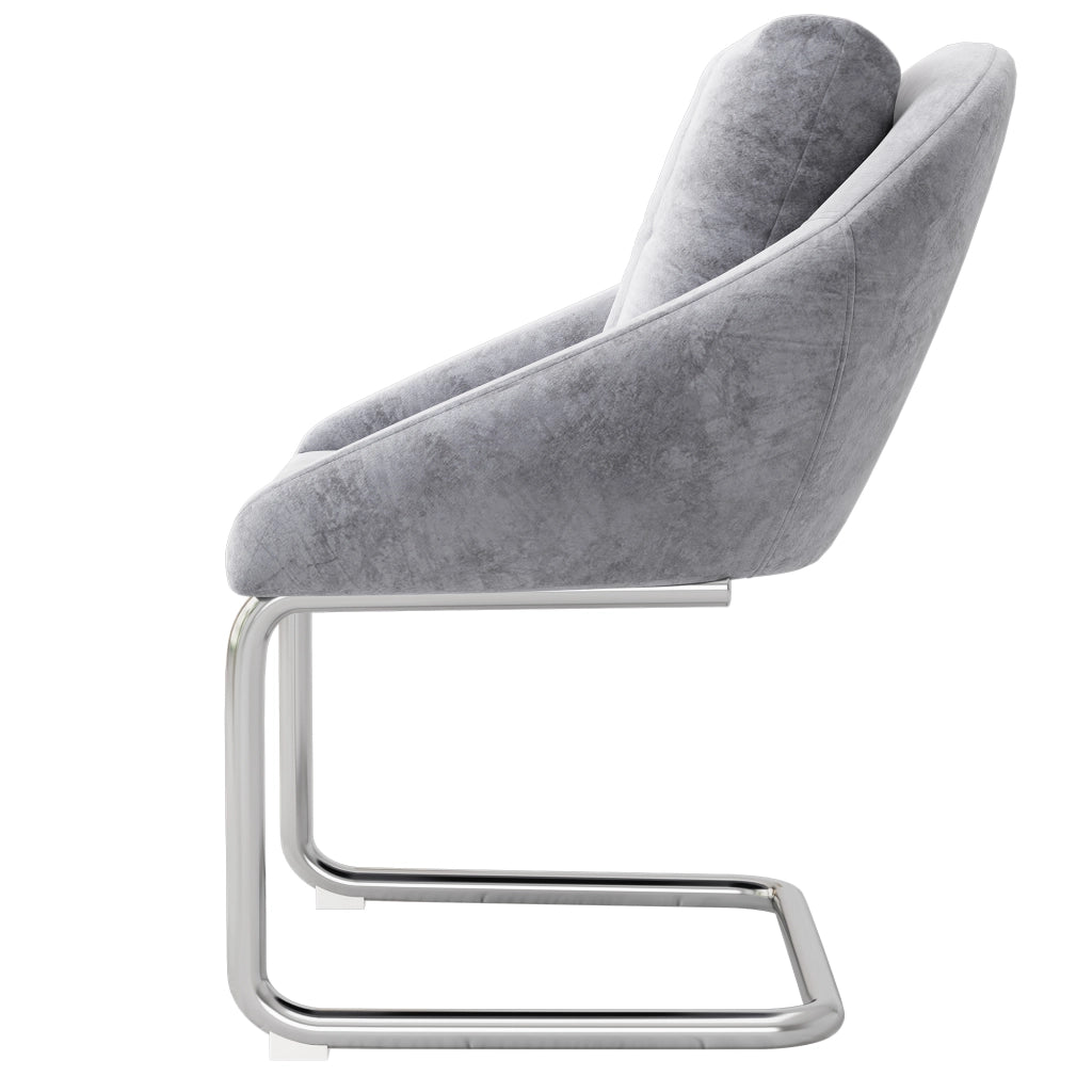 Set di 2 sedie girevoli in velluto grigio con struttura in metallo, design ergonomico per casa e ufficio