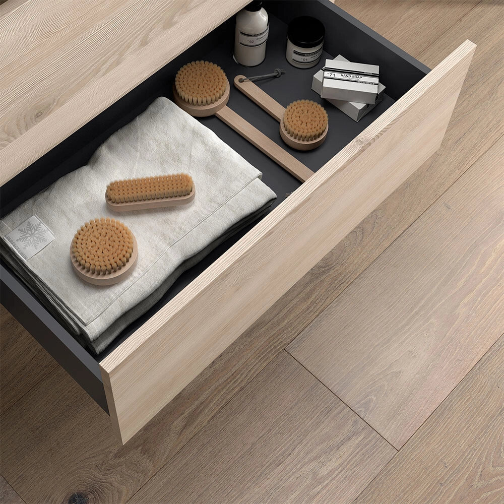 Mobile bagno sospeso 70 cm rovere bali con top per lavabo da appoggio Gaya