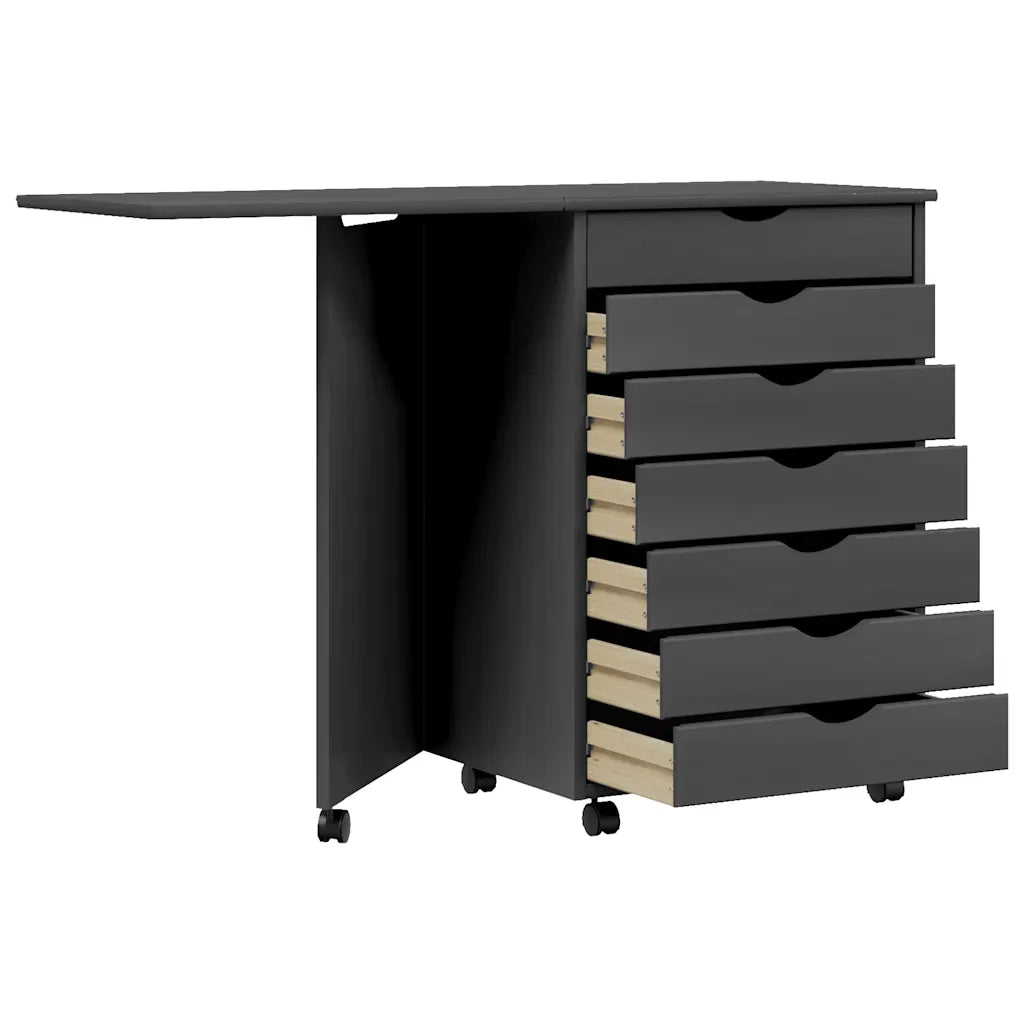 Armadio su ruote con scrivania pieghevole 105,5 x 39 x 74,5 cm design moderno pratico per la camera da letto realizzato in legno di pino grigio 02_0047170