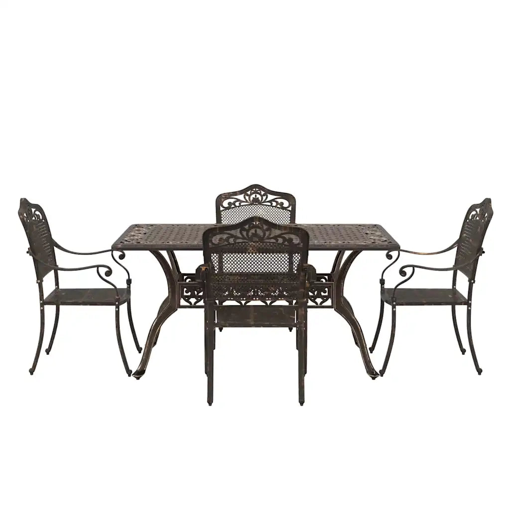 Set da Pranzo per Giardino 5 pcs Bronzo Alluminio
