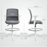 Sedia da Ufficio Girevole in Rete con Poggiapiedi, Supporto Lombare, Schienale e Altezza Regolabile 61,5x57,5x107-121 cm Grigio