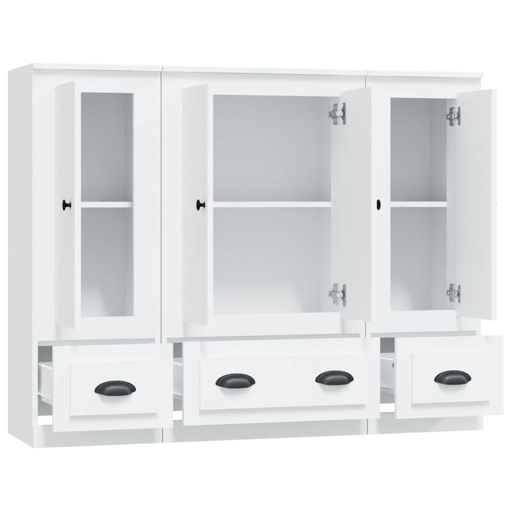 Buffet credenza cassettiera armadio mobile contenitore organizer per cucina soggiorno salotto 3 pezzi legno ingegnerizzato bianco 02_0037017