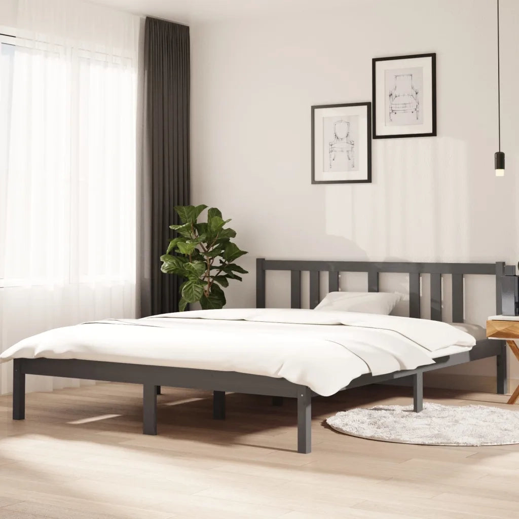 Giroletto Grigio in Legno Massello 150x200 cm 5FT King Size cod mxl 31717