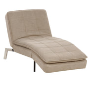 Chaise longue Tessuto Beige capitonnè Schienale e Gambe Regolabili Modern Glam
