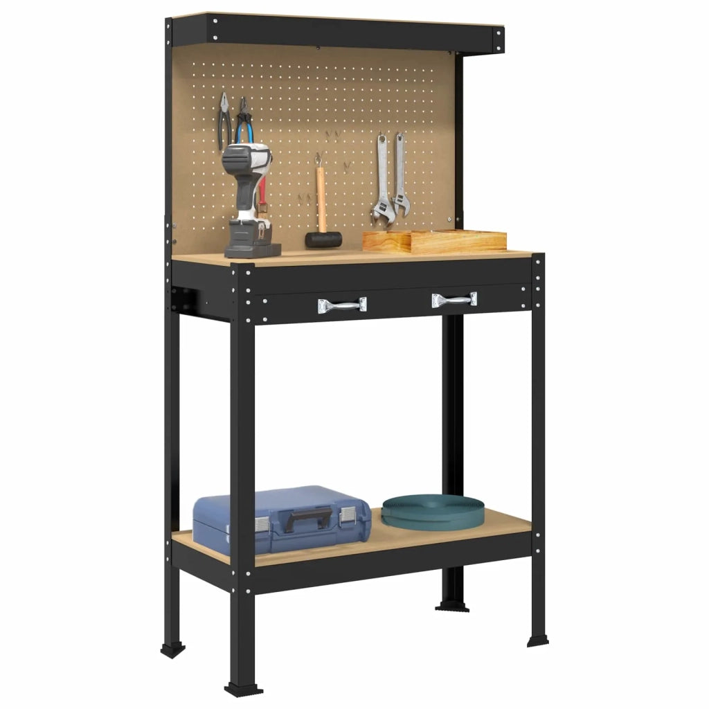Banco da lavoro con cassetto Nero 81 x 41 x 145 cm 42020129
