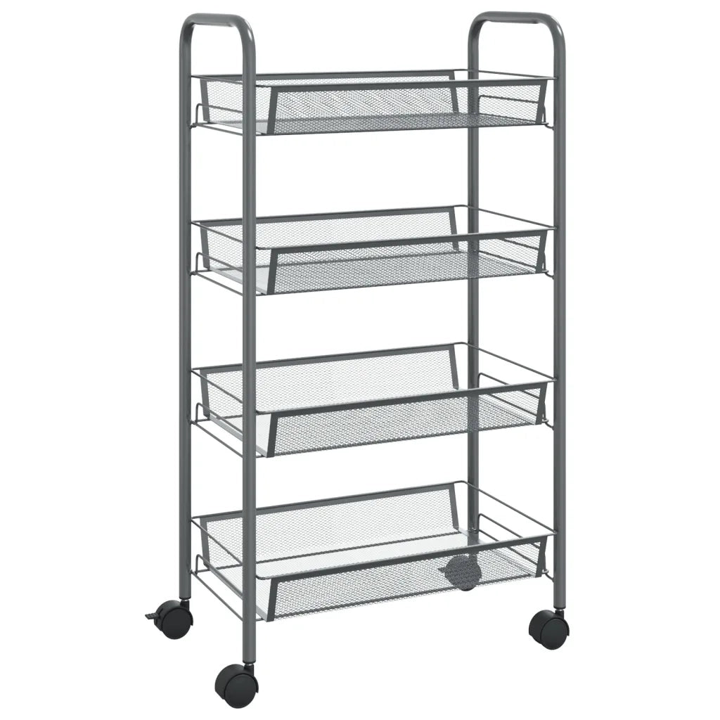 Carrello da Cucina con 4 Ripiani Grigio 46x26x64 cm in Ferro cod mxl 63298