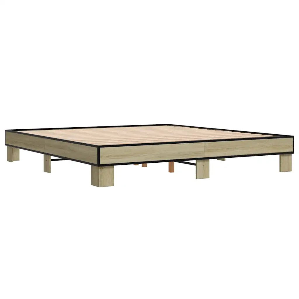 vidaXL Giroletto Rovere Sonoma 200x200 cm Legno Multistrato e Metallo
