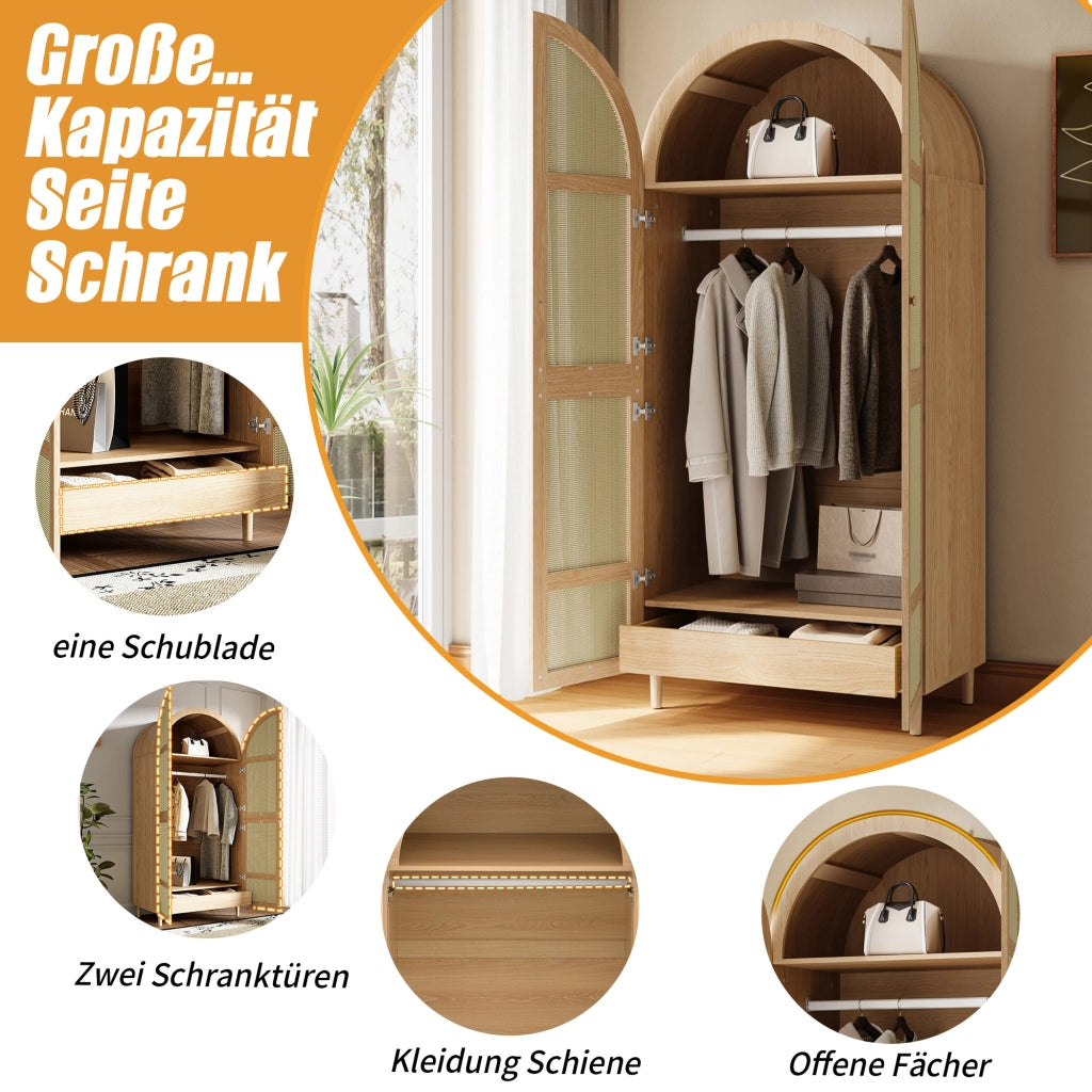 ARMADIO con porte curve 80 x 50 x 179 cm naturale in MDF e truciolare
