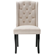 Set di 2 sedie da pranzo con schienale curvo e seduta imbottita in velluto beige con gambe in quercia