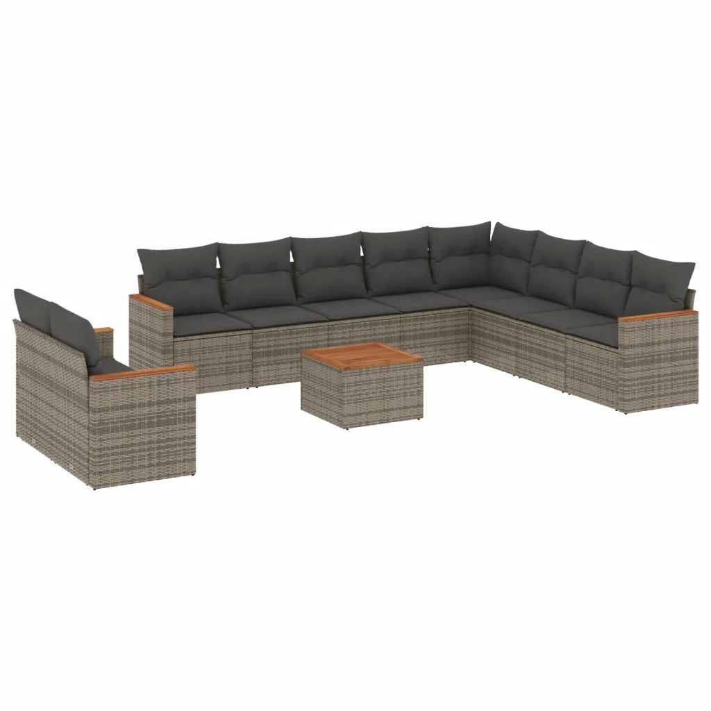 Set Divani da Giardino 11 pz con Cuscini in Polyrattan Grigio 3258525