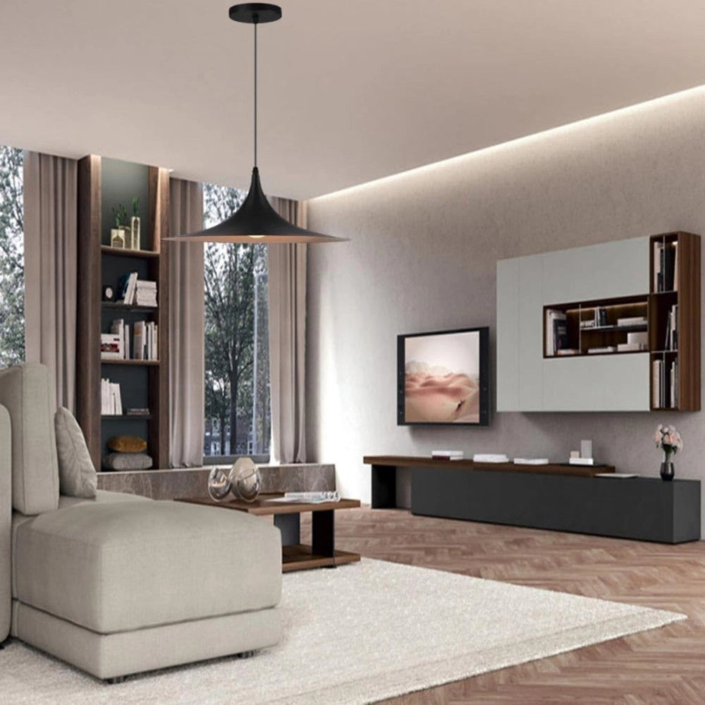 Trade Shop - Lampadario A Sospensione Soffitto Stile Contemporaneo Nordico Attacco E27 In Metallo B97 - Nero