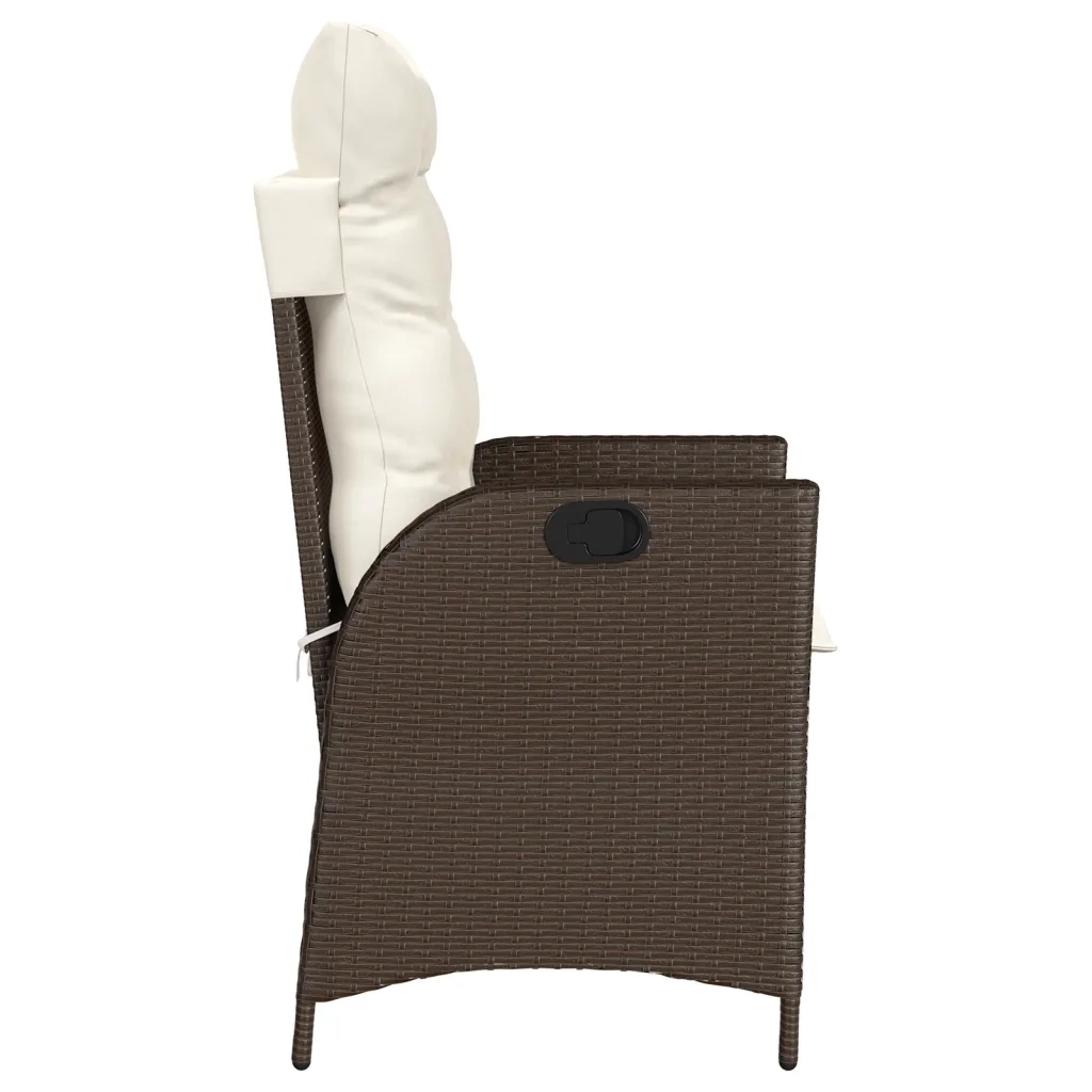 Sedia Reclinabile da Giardino con Cuscini Marrone in Polyrattan 365258