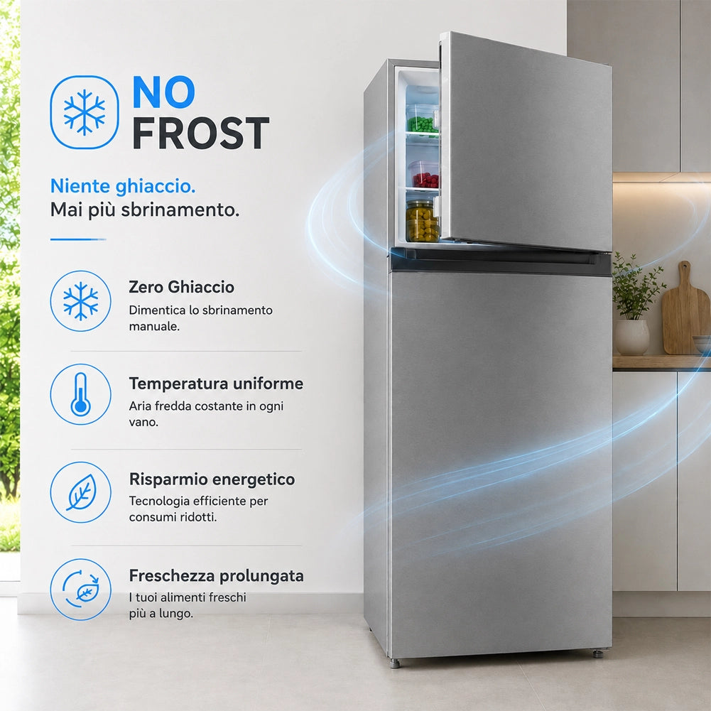 Frigorifero Grigio 413L con Congelatore Tecnologia No Frost Frigo 70x67x172.3 cm
