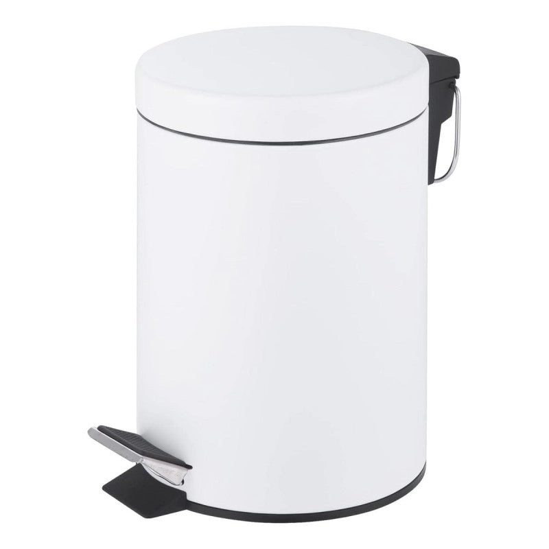 Set di 6 Porta Rifiuti A Pedale 5lit Bianco Con Chiusura Soft