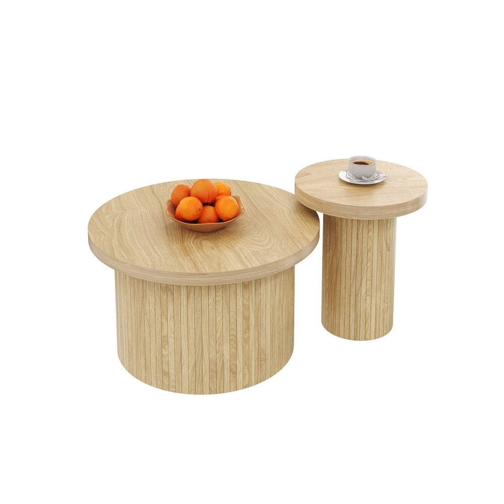 Tavolino da Salotto Rotondo ¨C Xylo ¨C Legno Naturale, Multifunzionale