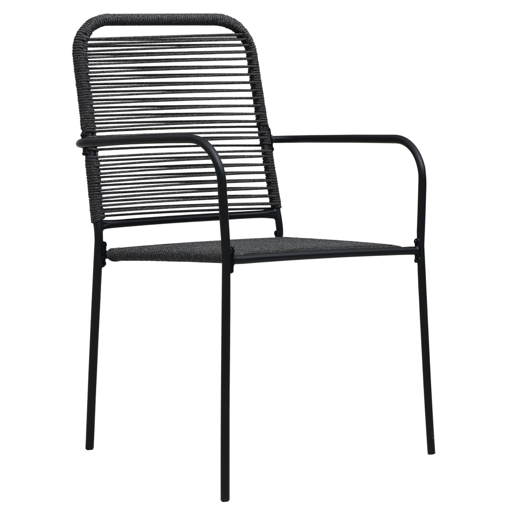 Set da pranzo da giardino 7 pezzi Nero Corda di cotone e acciaio