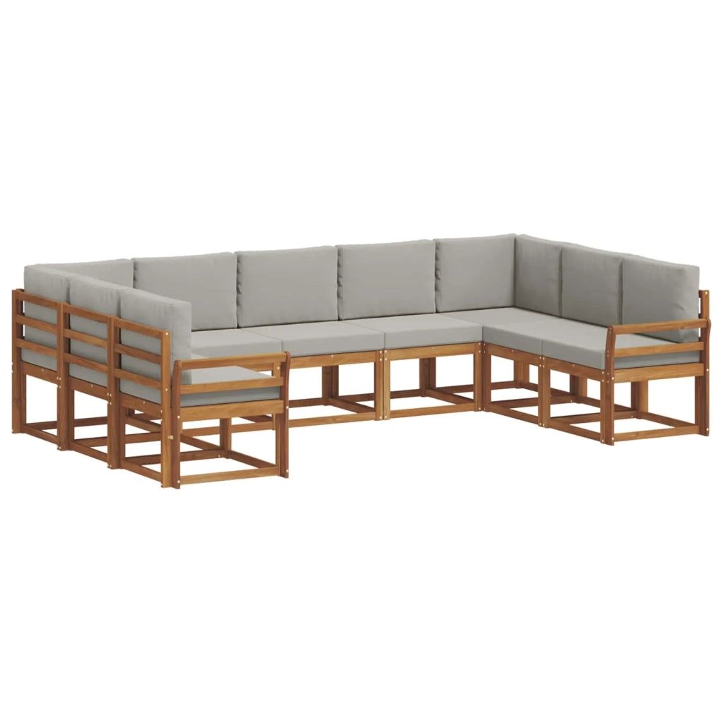 Set di divani da esterno 9 pcs Grigio Naturale e Chiaro