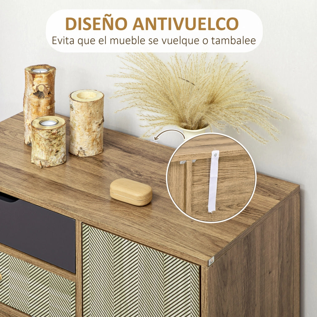 C¨®moda con 4 Cajones ¨C Zephmum ¨C 79x39x86 cm Marrone Legno Metallo