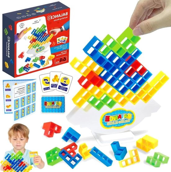 Tetris Torre di Equilibrio gioco - gioco di costruzione creativa - torre di legno per bambini con puzzle